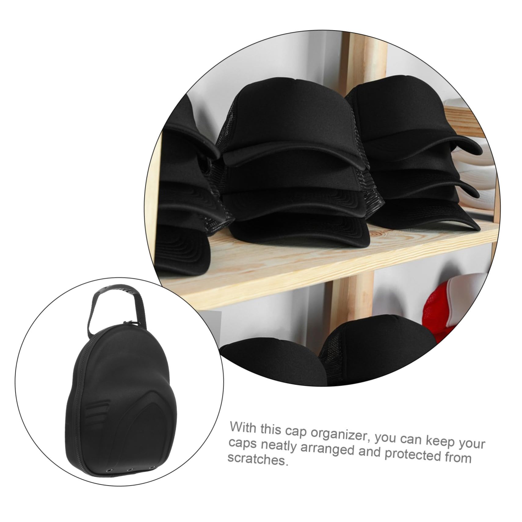 Garneck Estuche para Gorras de Béisbol de Viaje Eva Negro 30x23x10 Cm