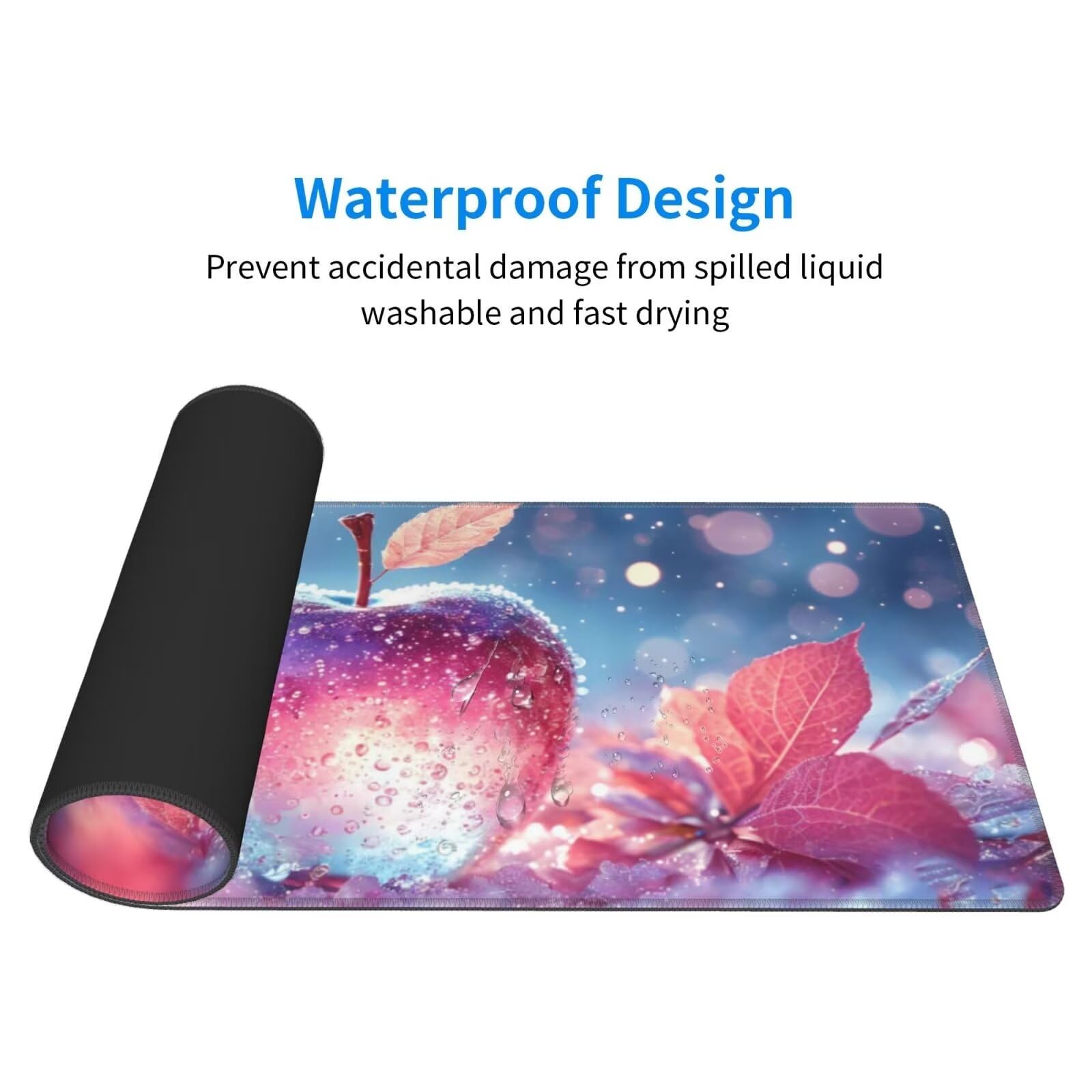 Tappetino Mouse, Tappetino Mouse Gaming Grande XXL 1500x800x3mm Tappetino Scrivania Mouse Pad, Base in Gomma Antiscivolo, Bordi Cuciti,Lavabile, Mousepad per Ufficio e Gaming (mela) R-554