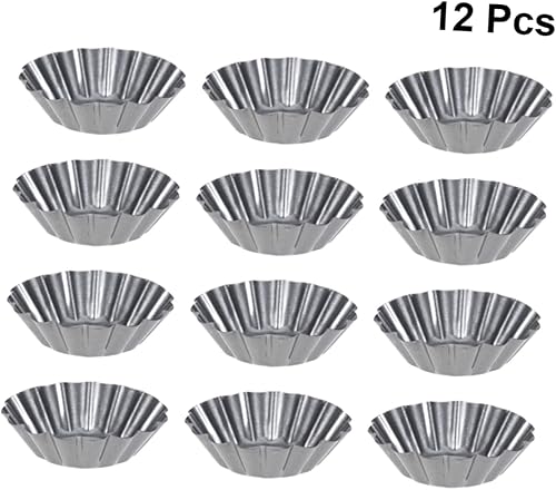 Miniatura 4 de FUOYLOO 12 moldes para tartaletas para hornear huevos, mini moldes de tarta de huevo de 2 pulgadas para hornear moldes de tartaleta mini molde
