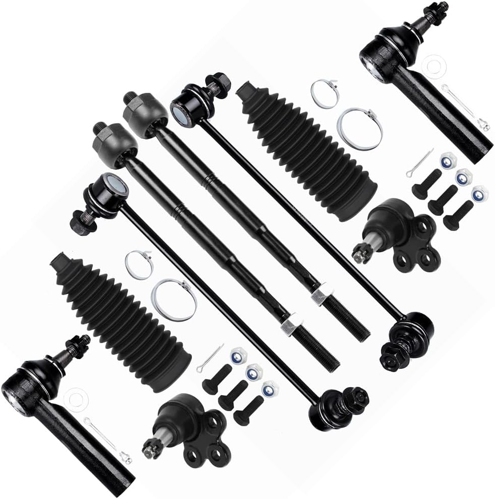 SCITOO 10pcs Front Suspension Kit Outer Inner Tie Rod End w/Boot fit 2010-2017 for Chevy Equinox for GMC Terrain with Lower Ball Joint Sway Bar Link