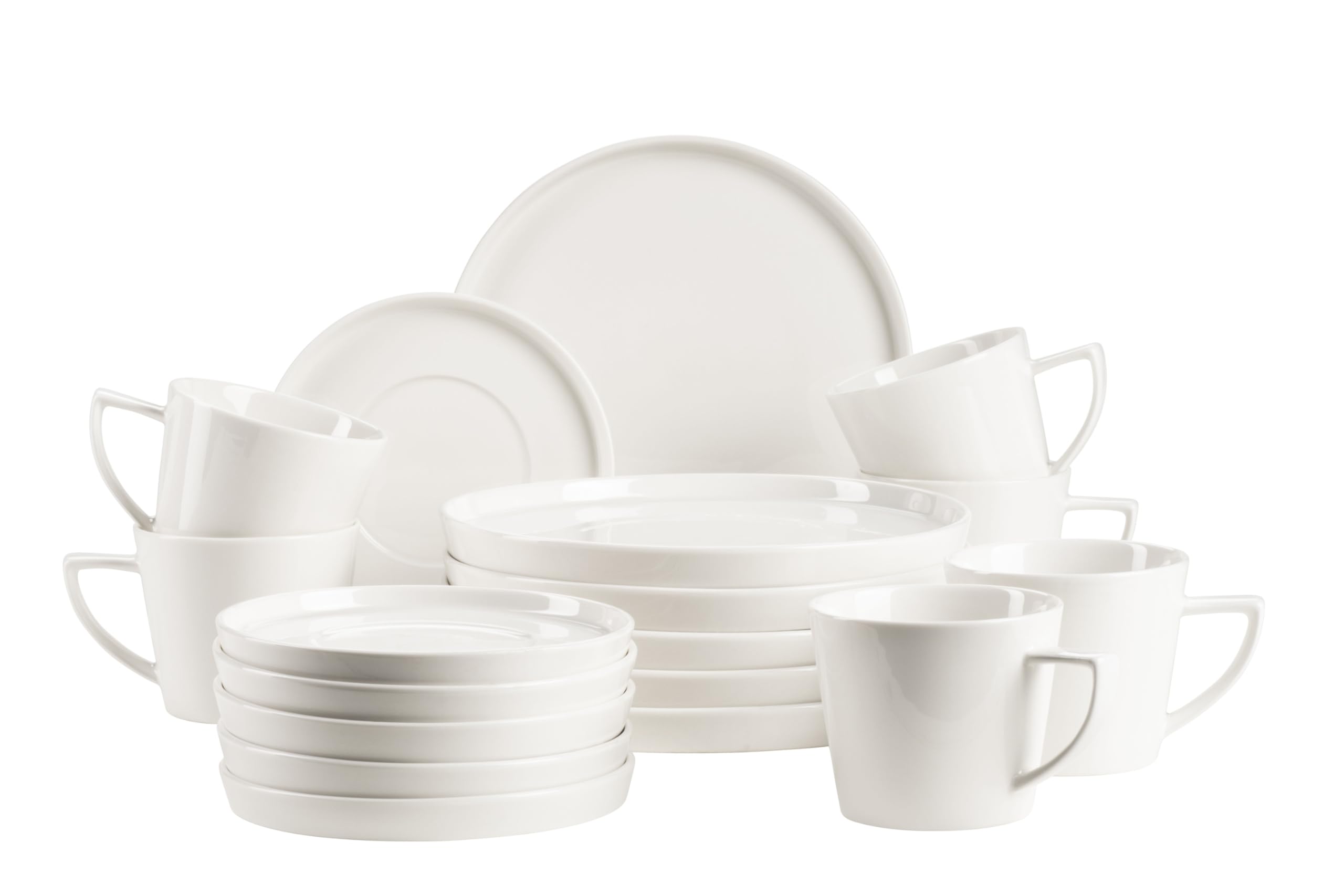 MÄSER, Série Sita, lot d'assiettes pour 6 personnes, vaisselle en porcelaine blanche, simple, élégante, en porcelaine, blanc