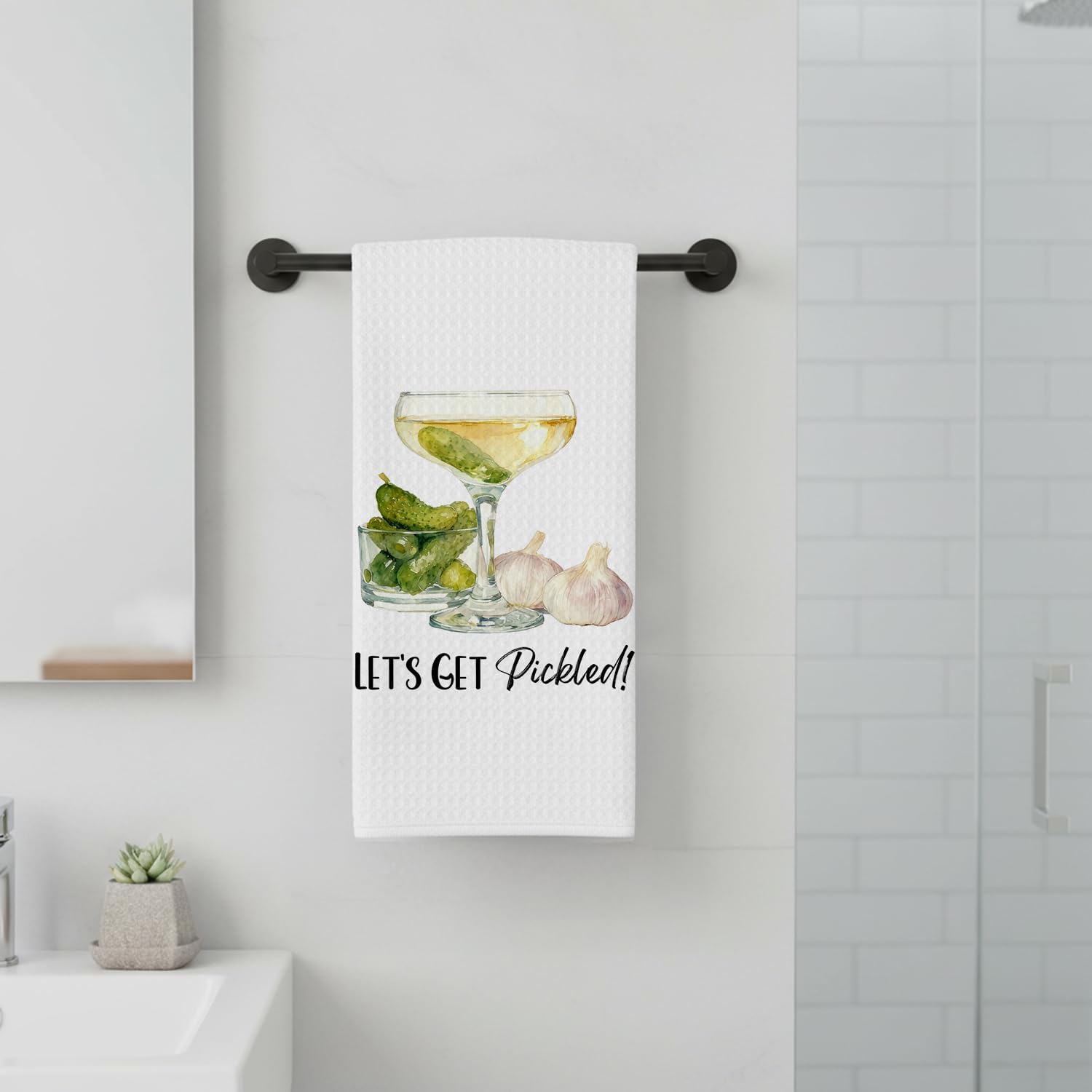 Funny Pickle Cocktail Kitchen Towels, Gifts for Pickle Lovers Dish Tea Towels, Gifts for Cocktail Lovers Decorative Hand Towels for Kitchen Bar, 16x24 Inch - Image 5