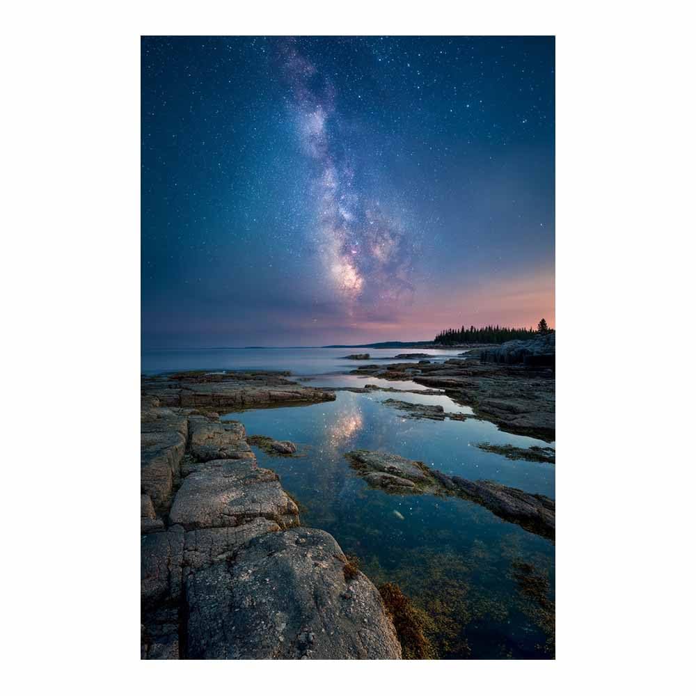 HOQIU Landscape wall art Milky Way Coastsal Night canvas art, art print, house decor, bedroom wall decor above bed, prints for living room.(Multicolor)-80x120cm Unframed