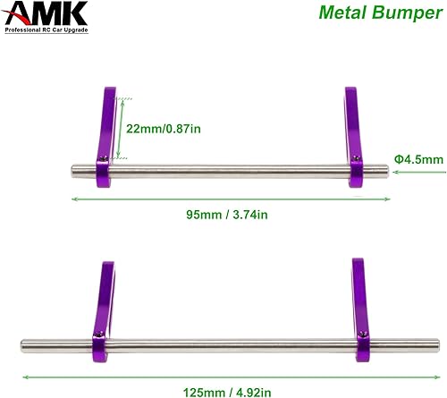 Miniatura 11 de AMK Ajustable Escala 1/10 Montaje de parachoques delantero trasero, juego de parachoques de metal completo para RC Crawler Body LCG Chassis Axial