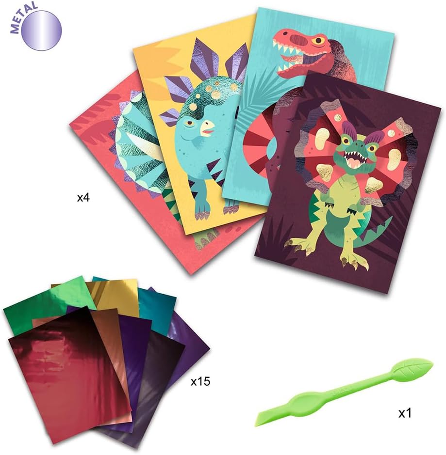 DJECO Jurassic Rub-on Foil Transfer Craft Kit, Multi