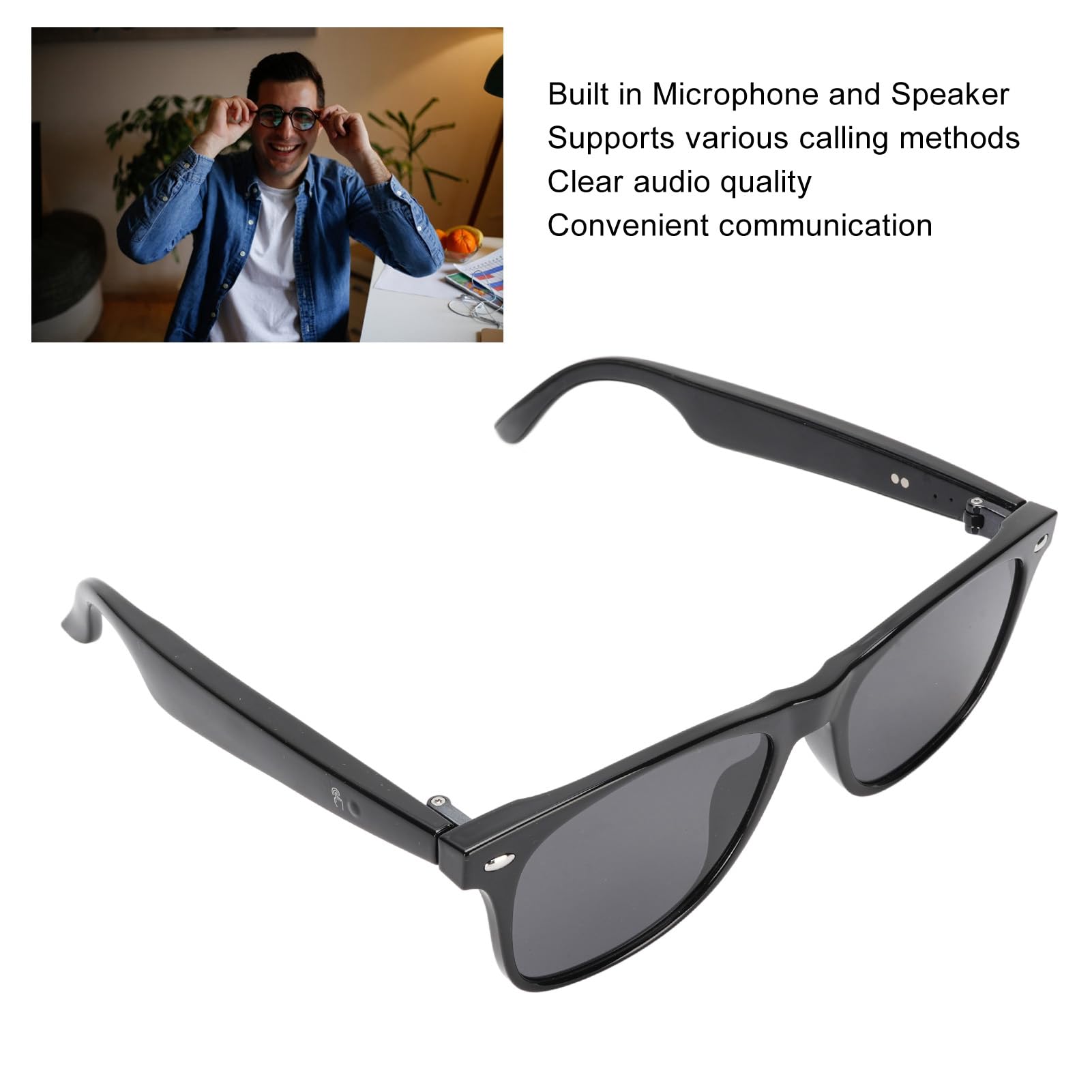 Smart Music Glasses AI Translator, Polarized Lens, Voice Control, Bluetooth Sunglasses for Men Women, Real Time Translation, Simultaneous Interpretation, Compact Lightweight