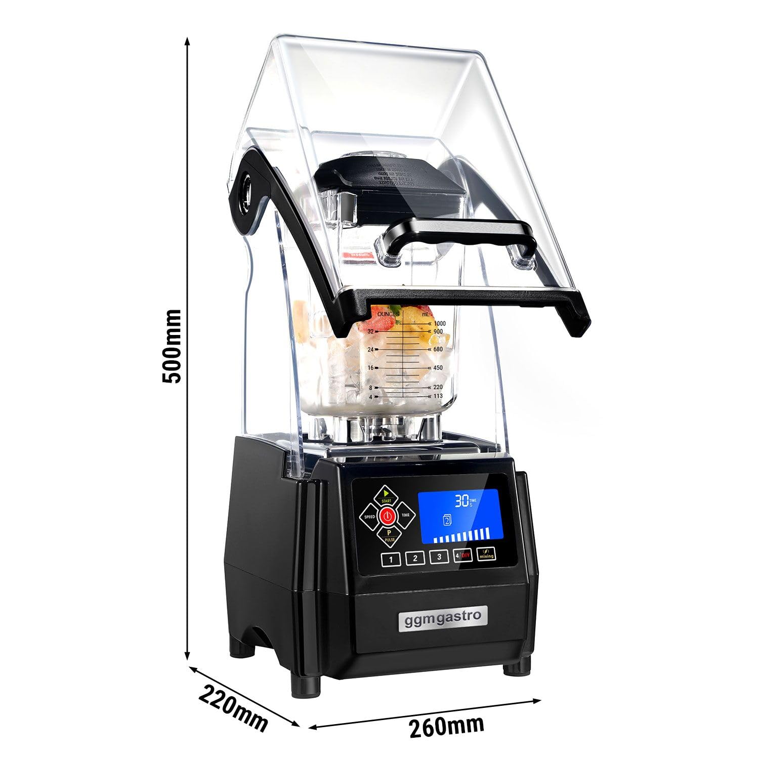GGM Gastro | BMK2-1500N | Miscelatore con coperchio fonoassorbente - 2 litri - 1kW - silenzioso