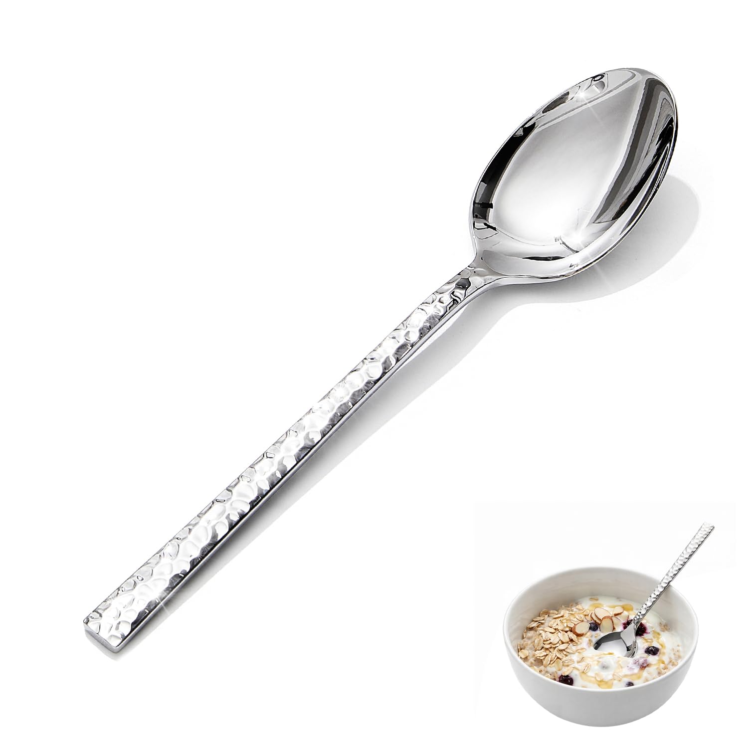 Hammered Stainless Steel Dinner Forks - 16 Piece Set -11