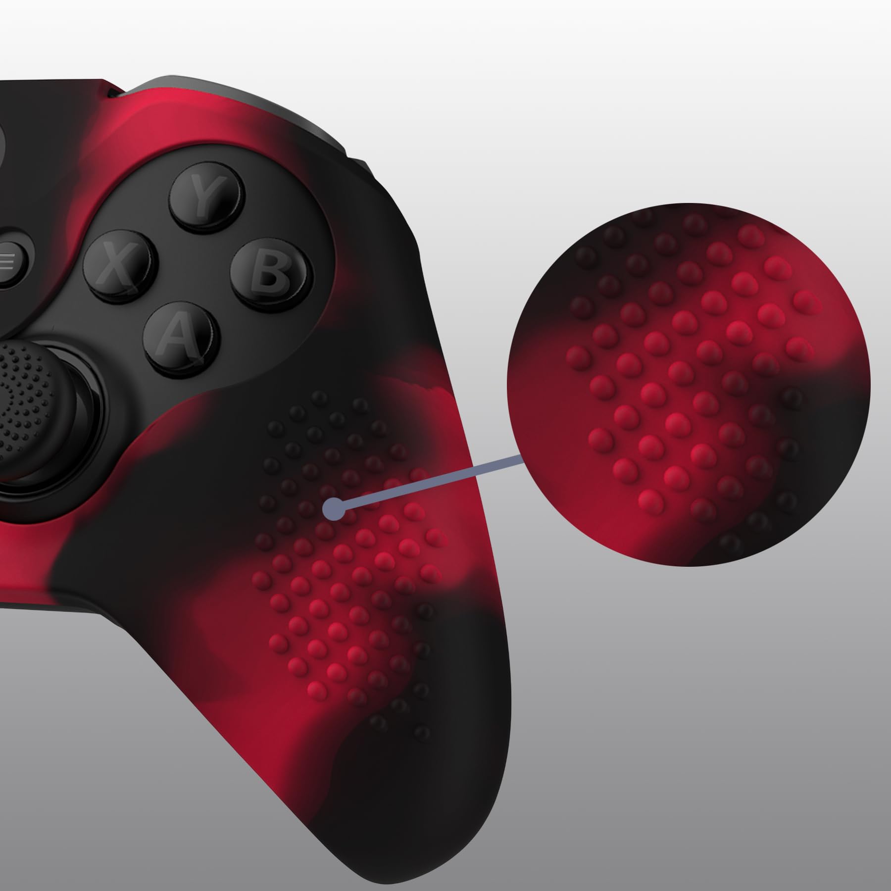 eXtremeRate PlayVital Funda de Silicona para Xbox One Elite Protector Antideslizante Suave Piel Cubierta Skin Case para Nuevo Xbox One Elite Controller Serie 2 con Tapas de Joyticks(Rojo & Negro)