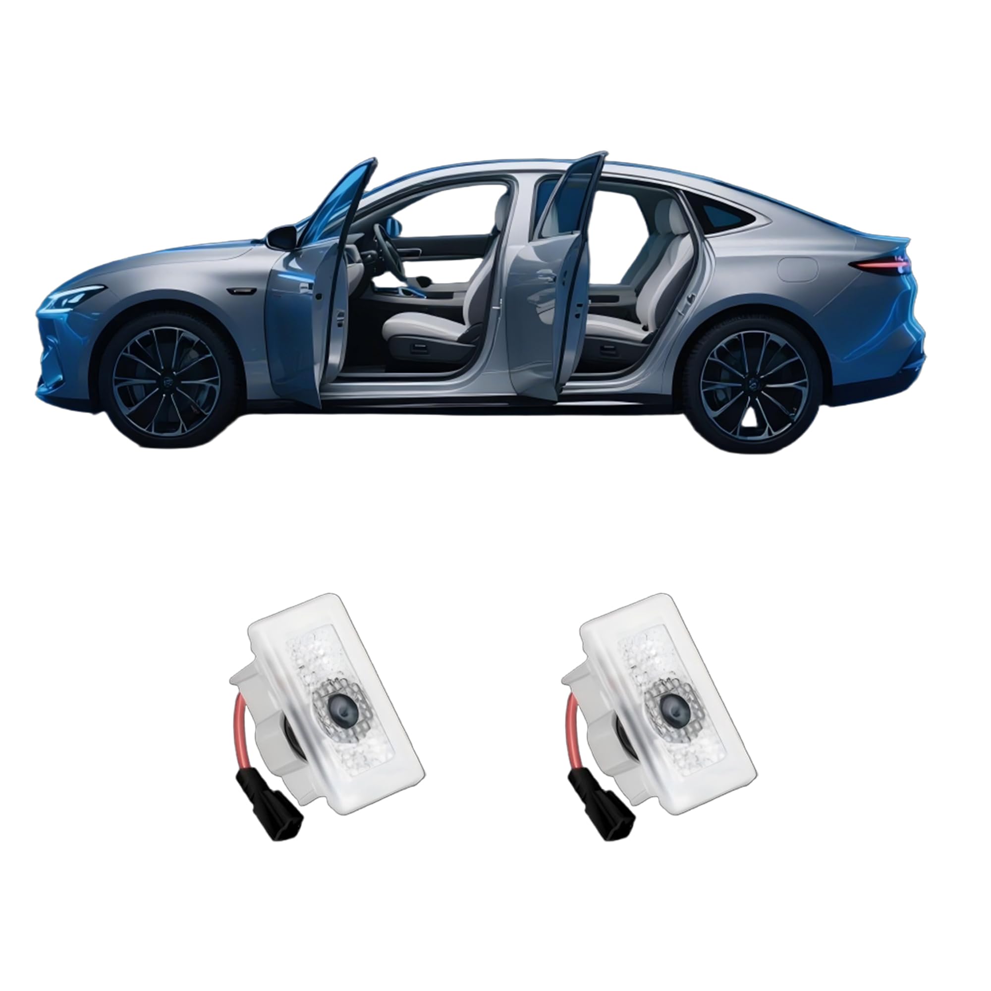 Upgraded Door Logo Lights, Compatible with Model Y 3 X S, Aluminum Alloy Welcome Lights, Never-Fade HD Projection Puddle Lights, Easy Plug & Play Installation Car Accessories (2 Pack)