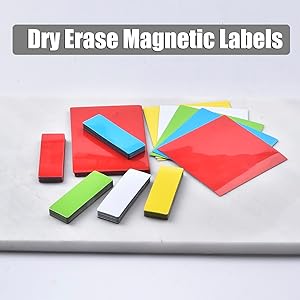 Realth Dry Erase Magnetic Labels Multicolor (2'' 4'' 40 Pcs), Magnetic Name Tags Reusable for Teachers Students, Reusable Magnet Stickers, Magnet Labels for Whiteboard Classroom Fridge Office