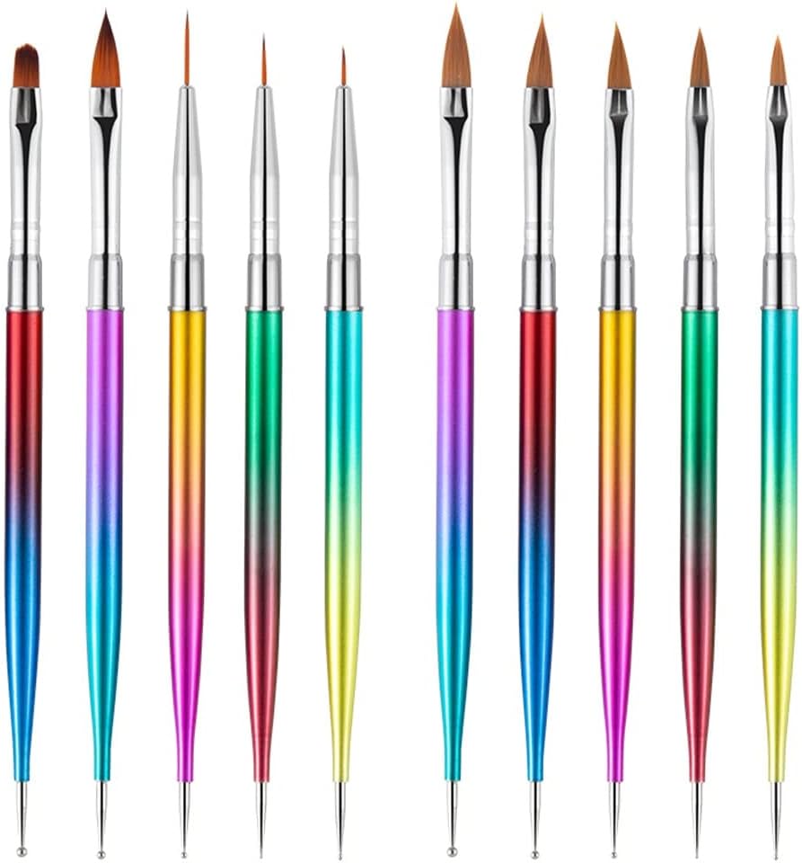 5Pcs/Set Nail Art Dotting Painting Pen Gel Acrylic Drawing Carving Liner Brush Tools 2 Ways Manicure DIY Tool