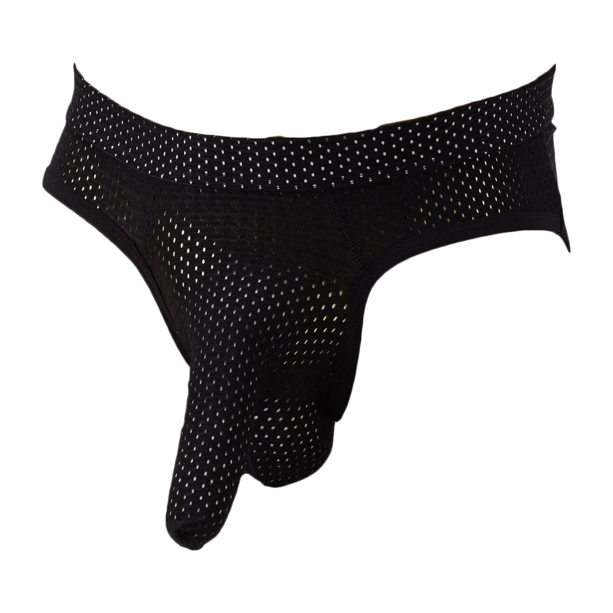 Mens Mesh Holes Elephant Nose Briefs Pouch Translucent Underwear Breathable U Bulge Low Waist Underpants