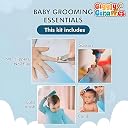 GigglyGiraffes Baby Grooming & Manicure Set | 6-Piece Kit with Hair Brush, Comb, Scissors & Nail Clipper | Safe & Gentle Baby Nail Care Set | Blue & Pink gallery image
