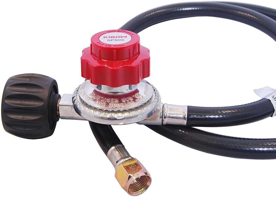 KIBOW 0~5PSIG High Pressure Adjustable Propane Regulator with 4FT Hose-Type 1(QCC 1) Connection-CSA Certified
