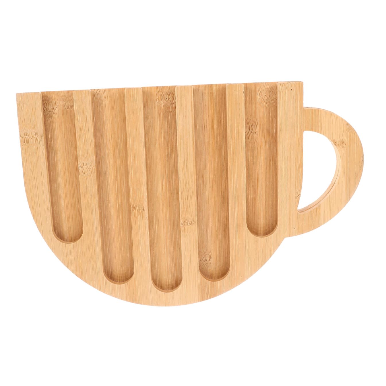 Estante de Madera Beige Diseño Vertical en Forma de Taza para Almacenar Cápsulas de Café, Soporte Innovador y Fiable para Uso en Casa o Tienda