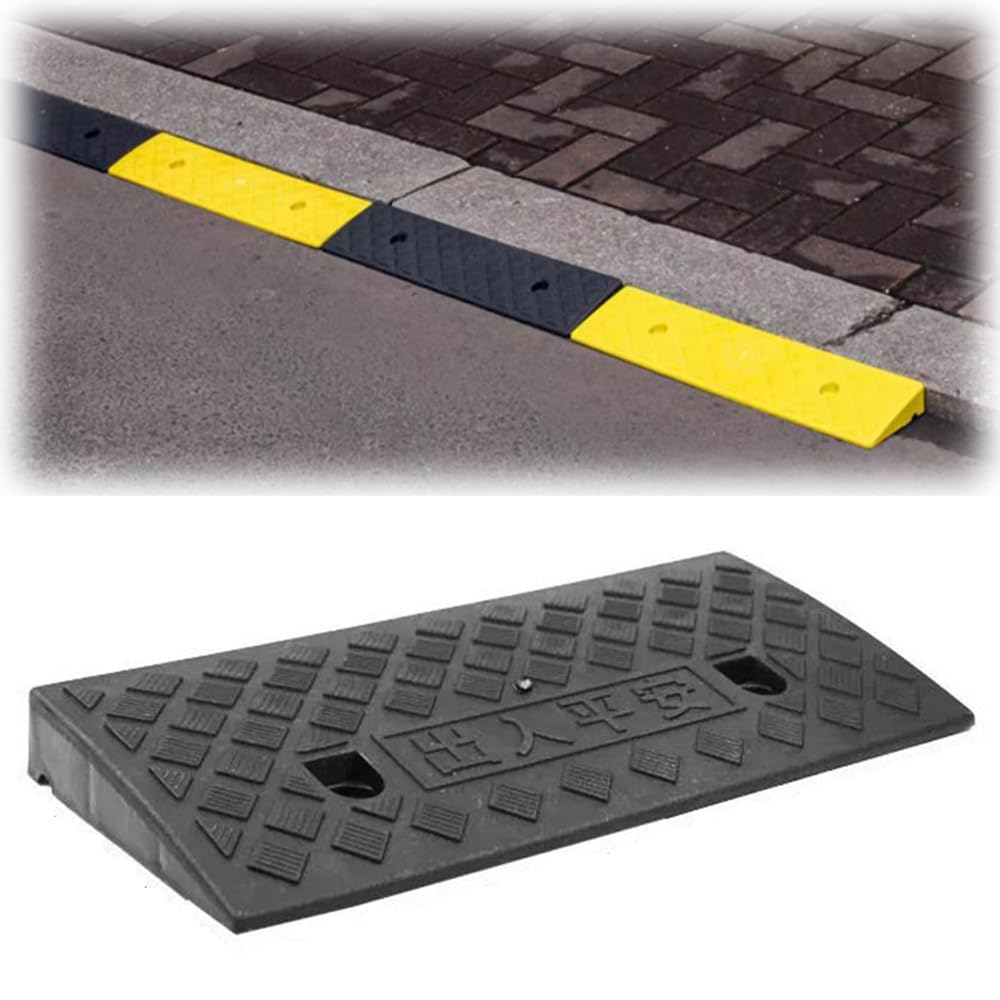 Rampa De Acceso Portátil para Coche 3-17cm Alto, Rampa De Umbral Antideslizante con Pernos, Rampa Silla De Ruedas Alta Resistencia para Automóviles Bicicletas Motocicletas(Black,50x38x15cm)