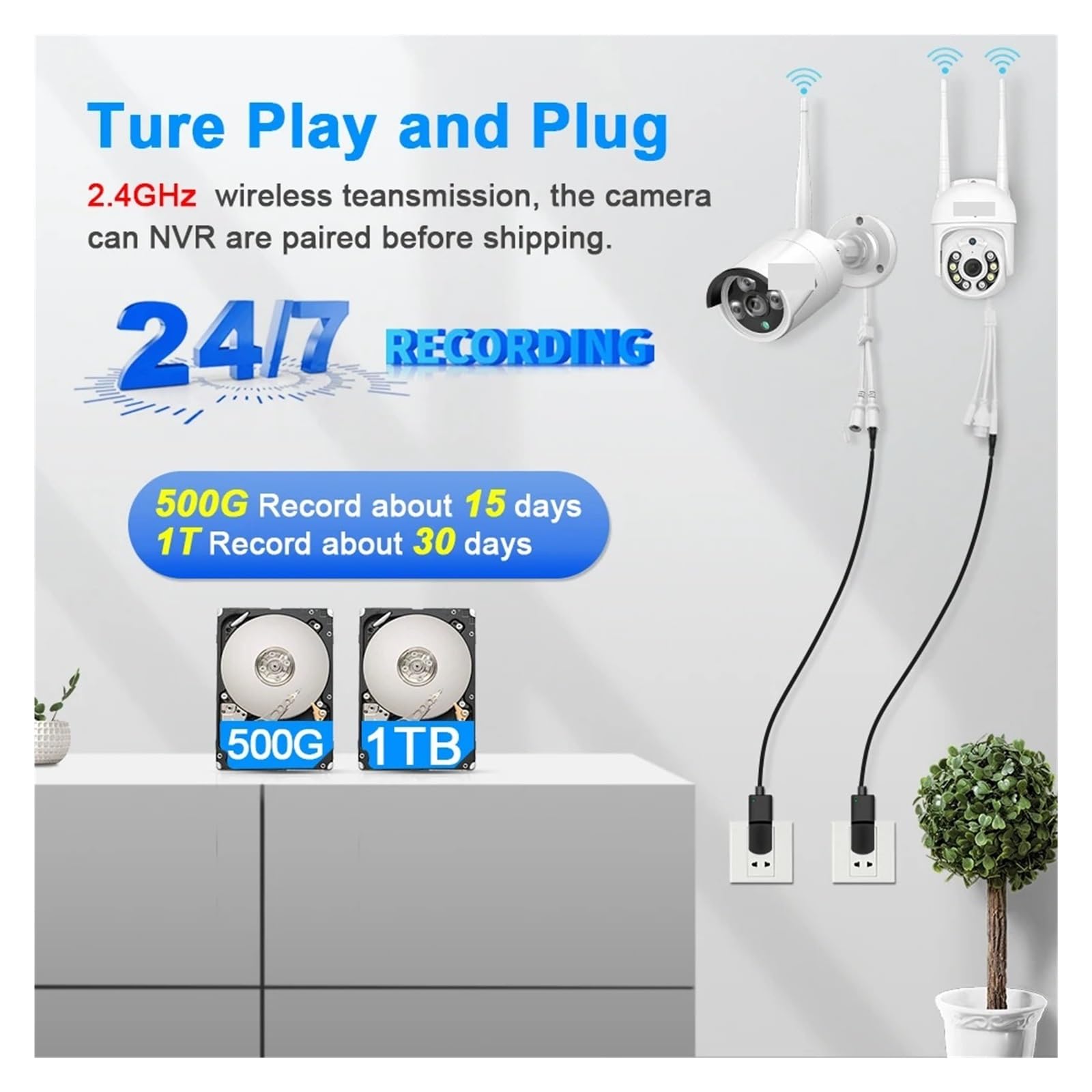 Kit de caméra de sécurité WiFi 5MP Humain