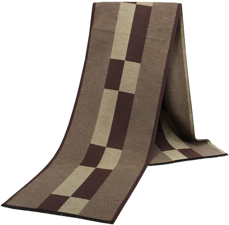 Classic Autumn & Winter Warm Plaid Man Scarf Cashmere Soft Striped Long Scarf(C)