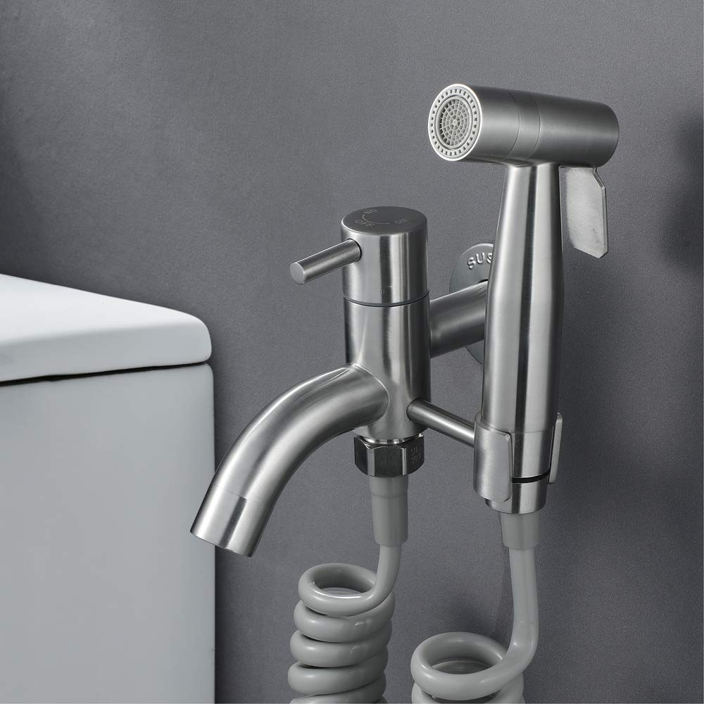 Juego de pulverizador Bt de acero inoxidable con dos modos de flujo de agua para higiene personal y limpieza de suelos, kit de lavado de pañales de tela montado en la pared y rociador de ducha