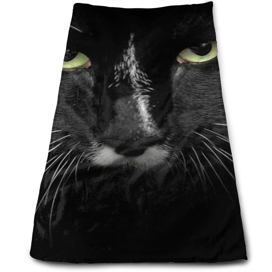 Amazon｜タオル バスタオル かっこいい 黒猫 フェイスタオル 瞬間吸水