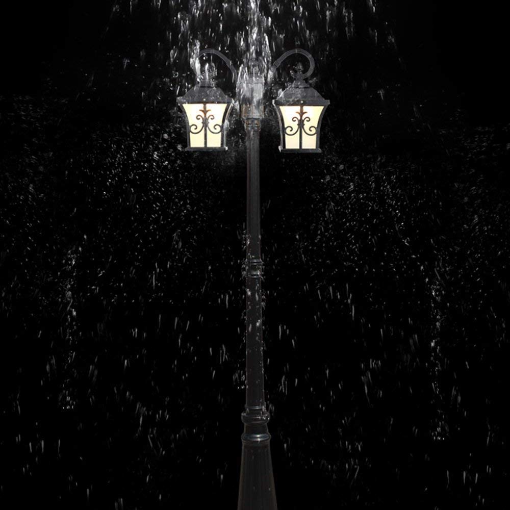 Zewnętrzna lampa uliczna do ogrodu, wodoodporna, vintage, krajobrazowa, willa, wysoki słup, europejska, retro, szklana latarnia, lampa podłogowa, dziedziniec, lampa drogo,Black-200cm