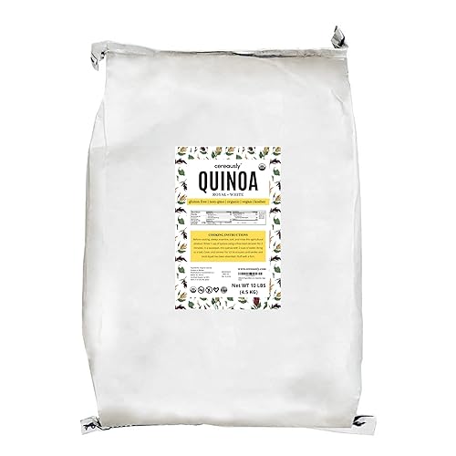 CEREAUSLY Quinoa blanca orgánica a granel 10 libras Restaurantes Al por mayor Boliviano Royal Sin OMG Kosher Sin gluten Vegano