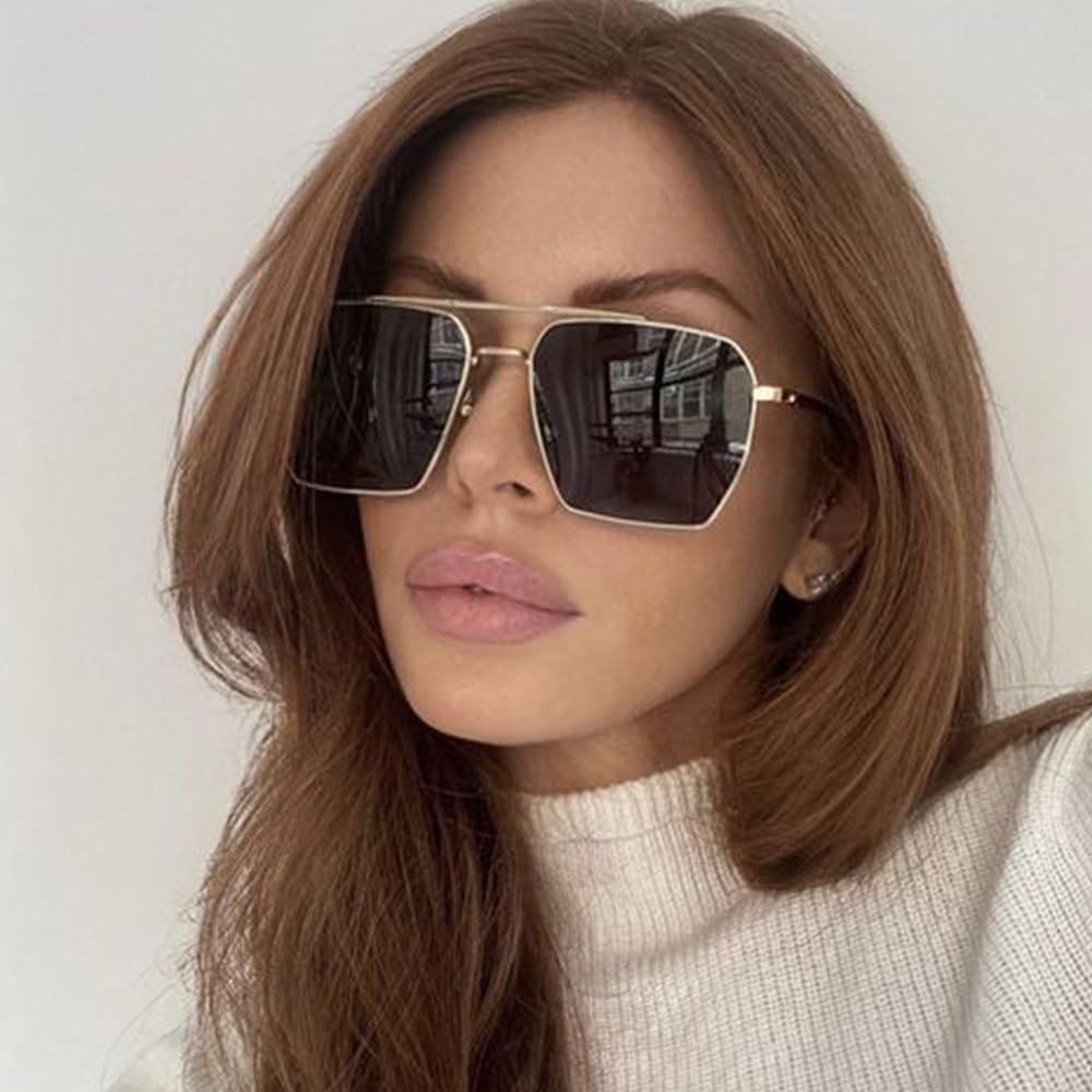 Trendige Retro-Sonnenbrille in Übergröße für Herren, klassischer Metallrahmen, Spiegel, Sonnenbrille, Brillen, klassisch, groß, UV400, Schwarz Bl