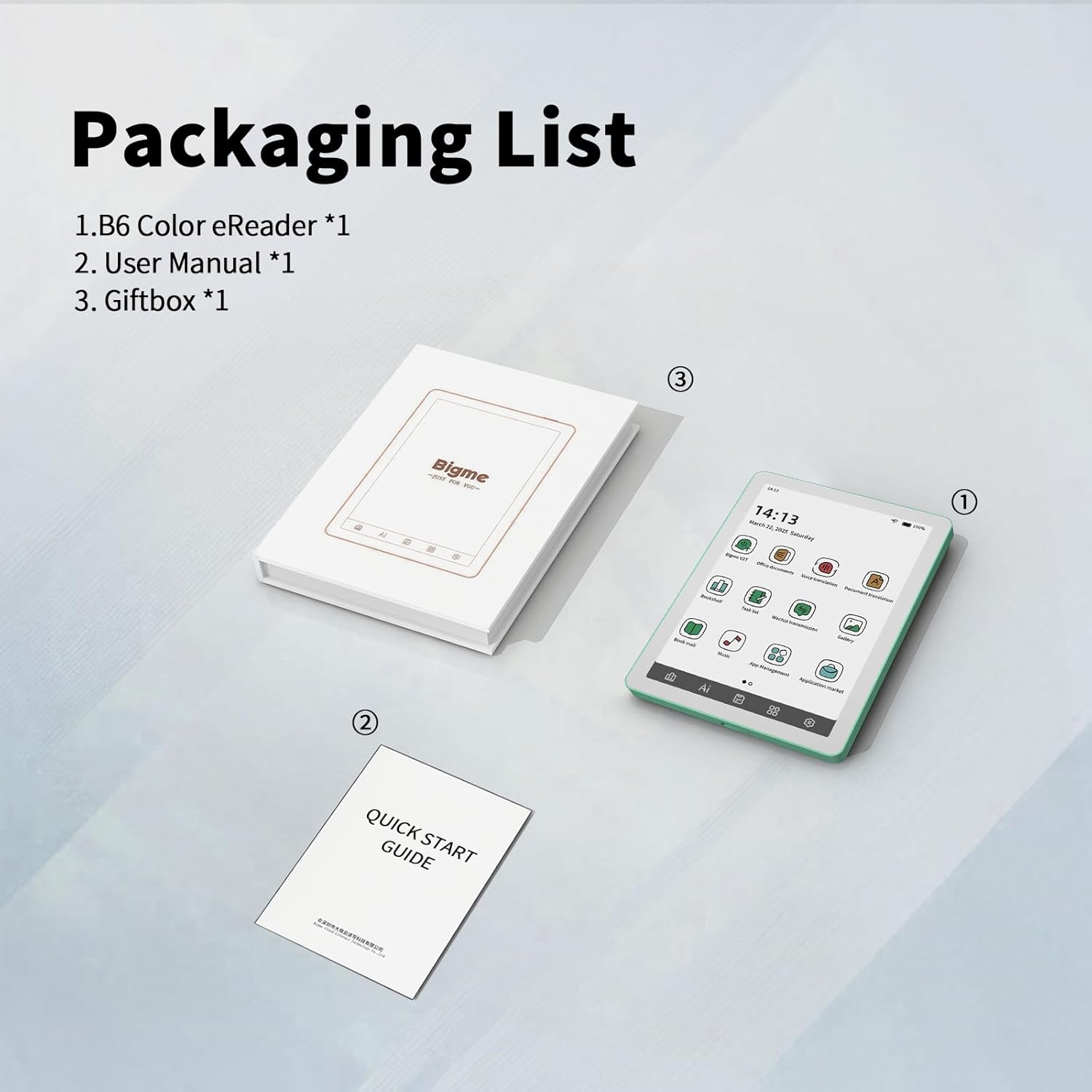 Bigme B6 Color eReader, Colour Eink eBook Readers 6 Inch Android E-Readers Digital ePaper Tablet with Android 14, 4G+64GB, Adjustable Front Light Android E-Ink eReader Device with Audiobook, Green