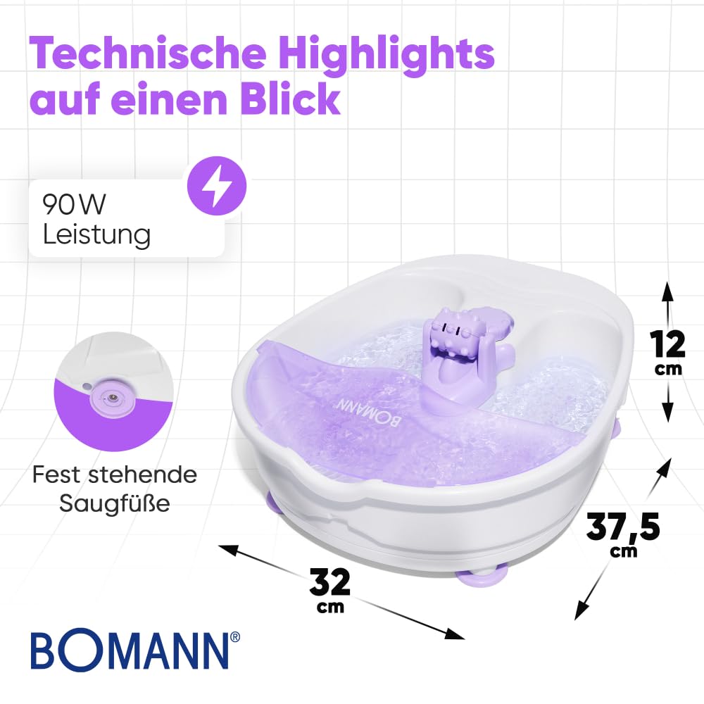 Bomann® Fußbad mit intensivem Whirlpool-Effekt | Fussbad mit Massagefunktion inkl. Massagerolle | Fußbadewanne mit 4-Stufen-Schalter | Fußmassagegerät mit Wasser | Fußwanne FM 8000 CB
