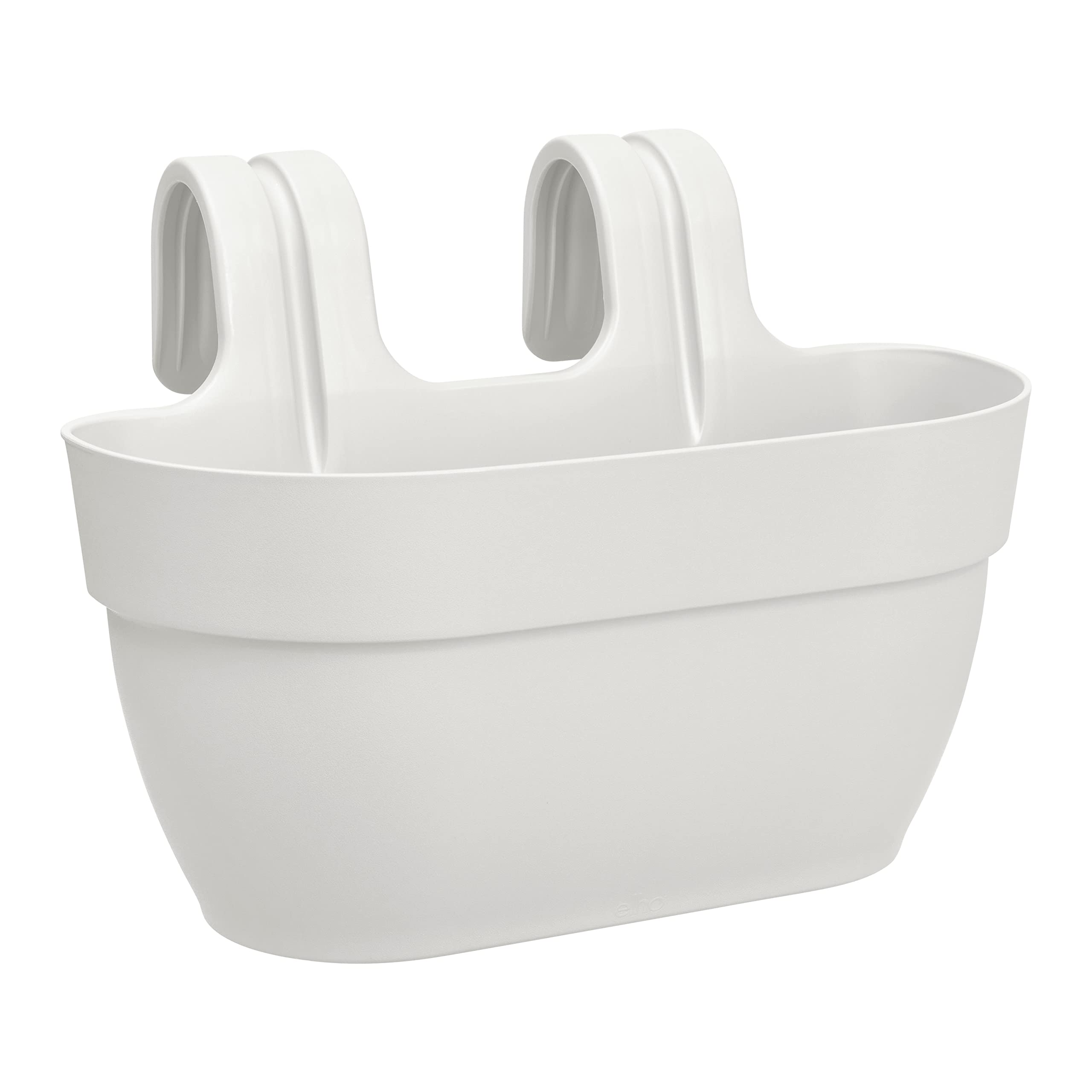 Muddy Hands White Hanging Planter Outdoor Garden Fence Balcony Rail Railing Flower Herb Trough Plant Pot (Medium, )