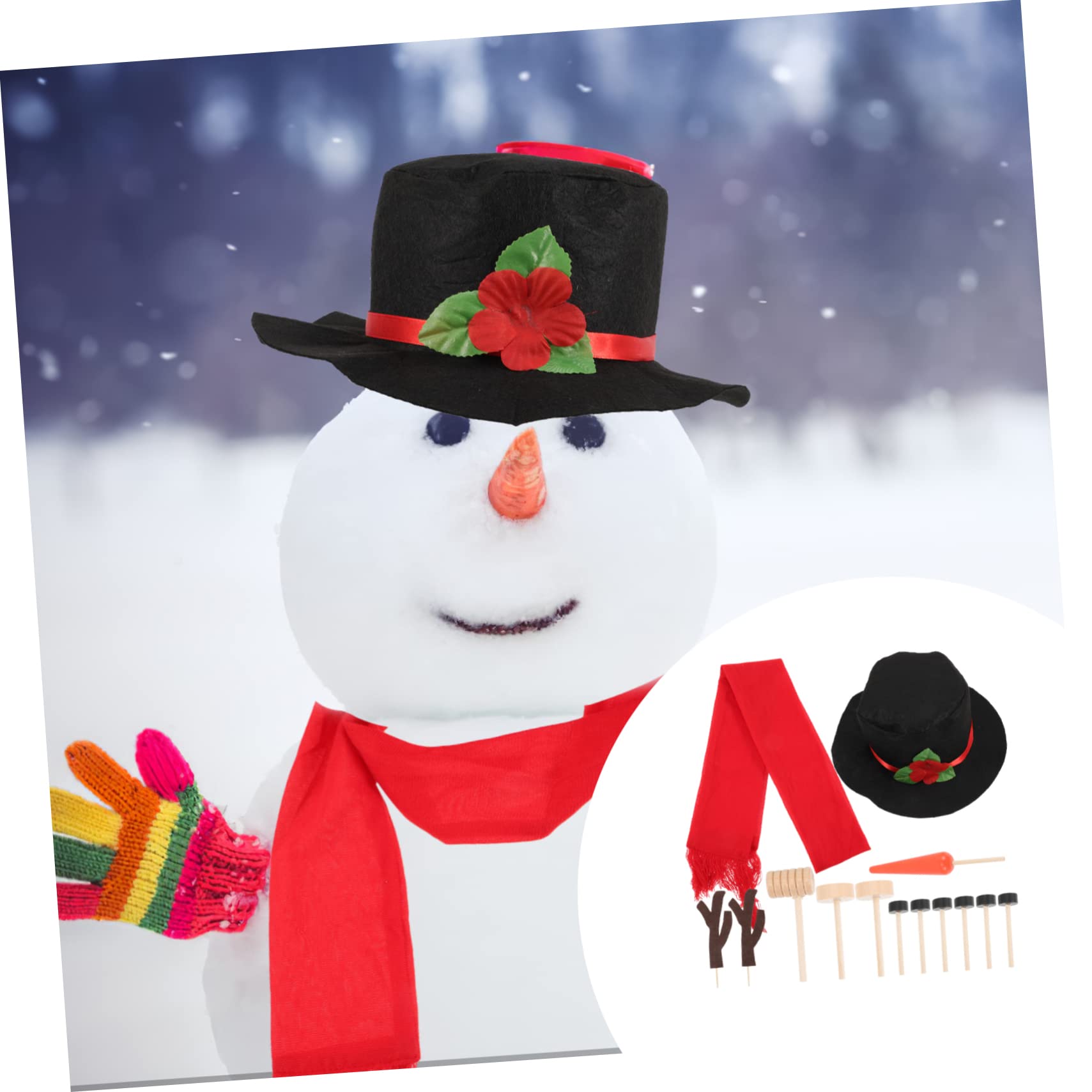 PRETYZOOM 3 Sätze Schneemann Verkleiden Sich Weihnachts-schneemann-kit Weihnachtsschneemann Dekore Dekorative Schneemann-Requisite Schneemann-kleidungszubehör Schneemann-schal Polyester