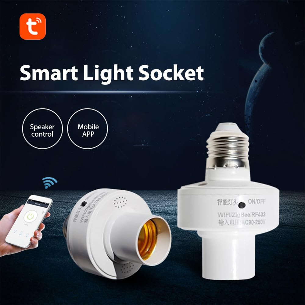 4er-Pack Smart-Lampenfassung, Glühbirnen-Adapter, App-Steuerung, Smart Home, Sprachsteuerung, E27-Glühbirnen-Adapter, Timer-Funktion und Gruppensteuerung, einfache Installation (4 Packungen)