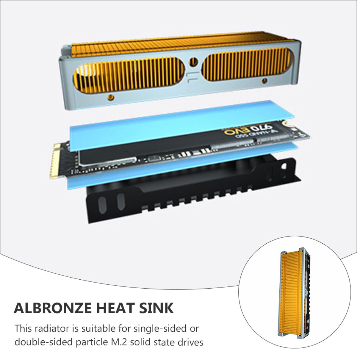 Metallener SSD Kühlkörper für M. 2 Solid State Drive, Albronze, Gold