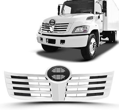 Chrome Front Hood Radiator Replacement Grille fit for 2005-2009 Hino 238 258 268 338 Without Bug Screen