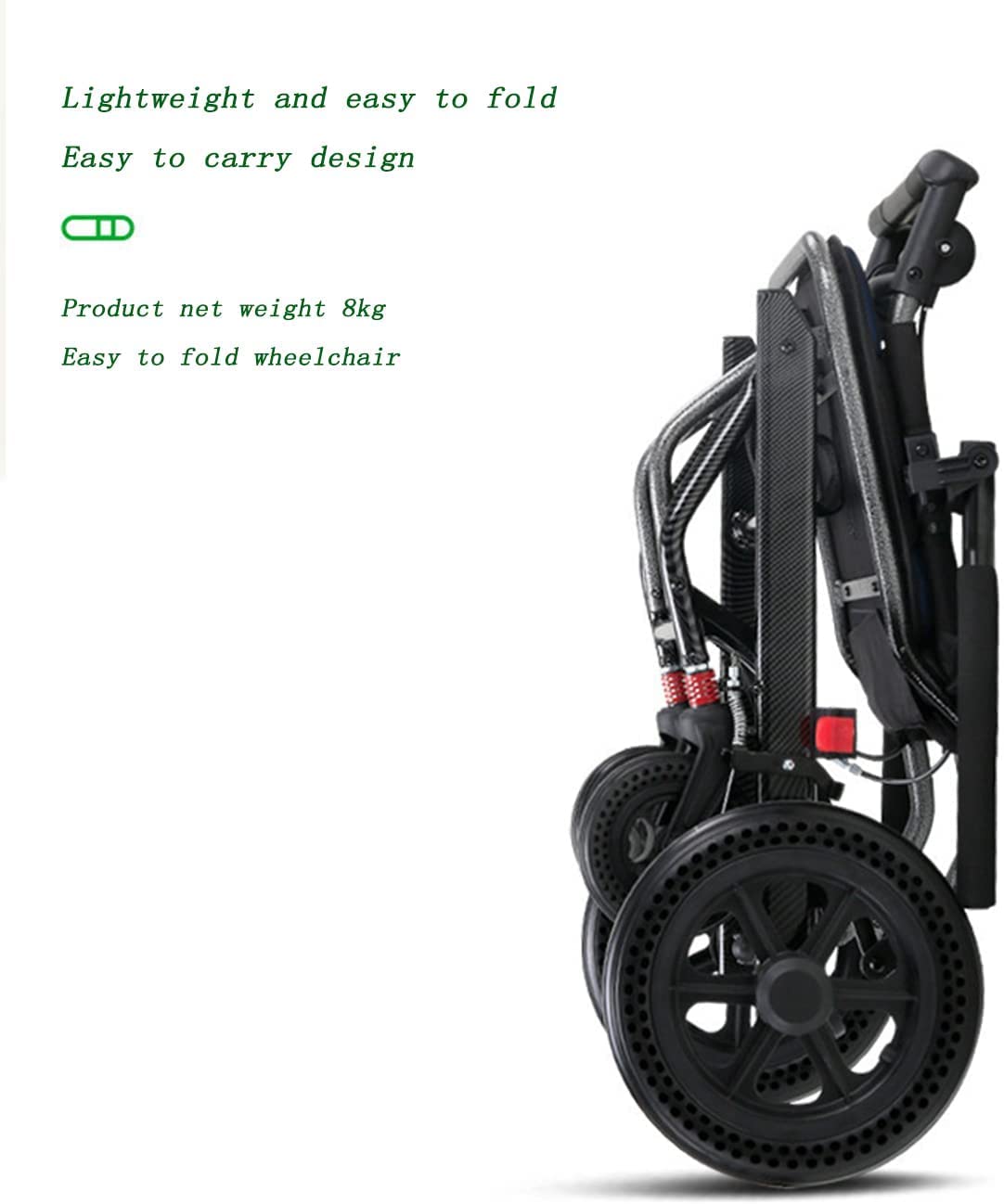 Sedia a rotelle pieghevole in alluminio leggero – Sedia a rotelle da viaggio per anziani e disabili – ultra leggera per anziani e scooter domestici