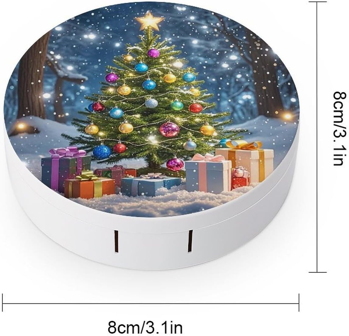 Snow Christmas Tree Contact Lens Case with Cleaner Washer Cute Contact Lens Soak Storage Holder Container with Mirror Mini Portable Contact Lens Box Set for Travel Outdoor Use