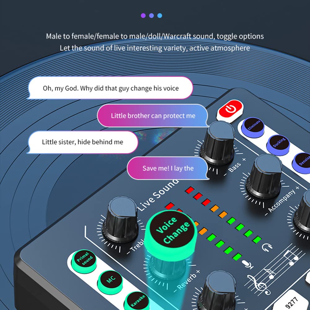 Scheda Audio Mini Mixer Bluetooth, Scheda Audio dal Vivo con Vari Effetti sonori, Scheda Audio per Cambio Voce in Streaming Live per la Registrazione di Musica, Trasmissione di Canto, Nero
