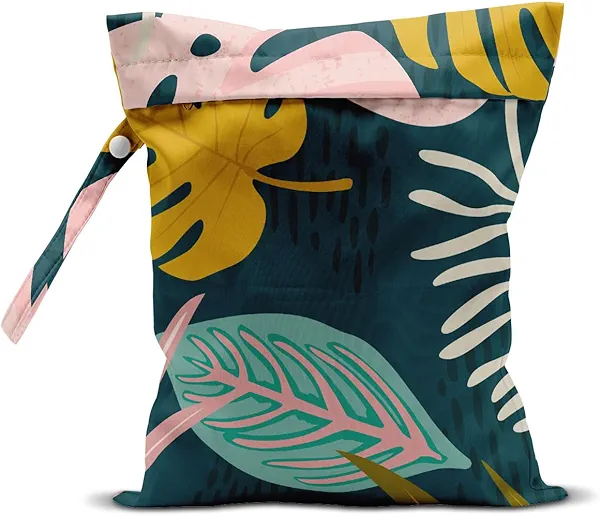 zcyxuuw Wet Bag, Wet Dry Bag, Wet Bag for Swimsuit, Travel, Beach, Pool, Diapers, Dirty Yoga Gym Clothes, Makeup Bag, Waterproof Tropical Palm Leaves Decor Jungle Palm Leaf Favors