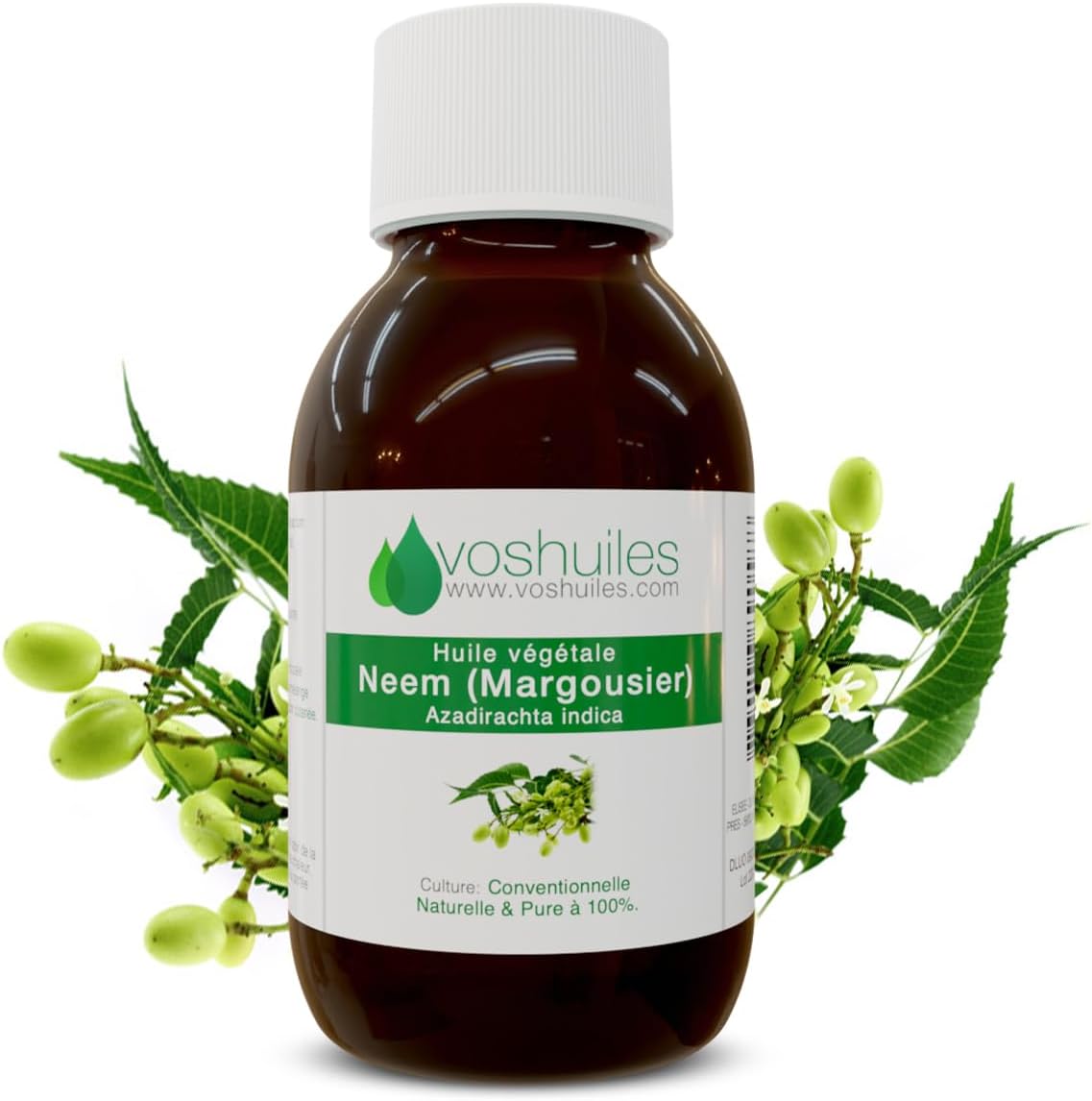 VOSHUILES - Huile Végétale de Neem (Margousier) - Produit Cosmétique Naturel - Âcre et Légèrement Soufrée - Soin Naturel pour la Peau et les Cheveux - 250ml — vue 2