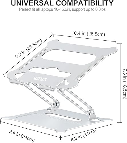 Miniatura 4 de Urmust - Soporte de aluminio ligero para laptop y notebook de hasta 156 soporte ergonómico ajustable y portátil con alfombrilla para el mouse