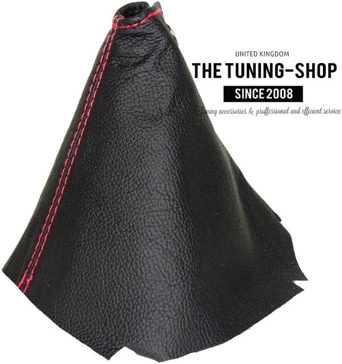For Mitsubishi Lancer Evolution 10 X 2007-2014 6 Speed Shift Boot Black Genuine Leather Red Stitching
