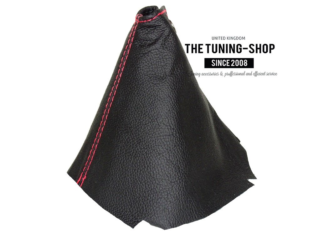 For Mitsubishi Lancer Evolution 10 X 2007-2014 6 Speed Shift Boot Black Genuine Leather Red Stitching