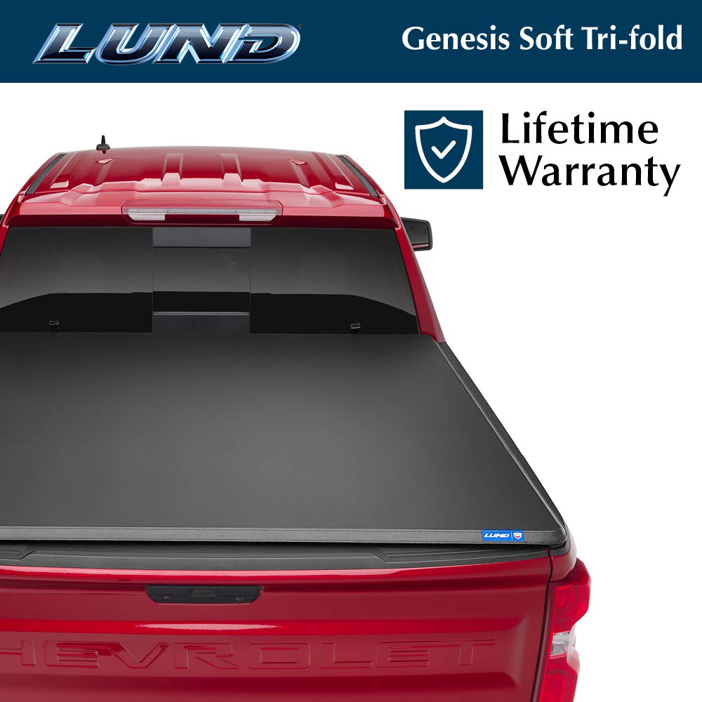 Lund Genesis Tri-Fold Soft Folding Truck Bed Tonneau Cover | 95065 | Fits 2009 -2018, 2019 - 2020 Classic Dodge Ram 1500 5' 7" Bed (67.4")