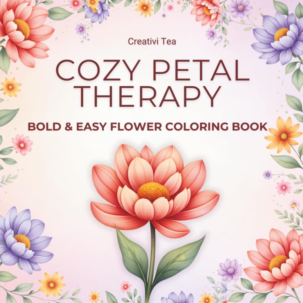 Cozy Petal Therapy: Bold and Easy Flower Coloring Book