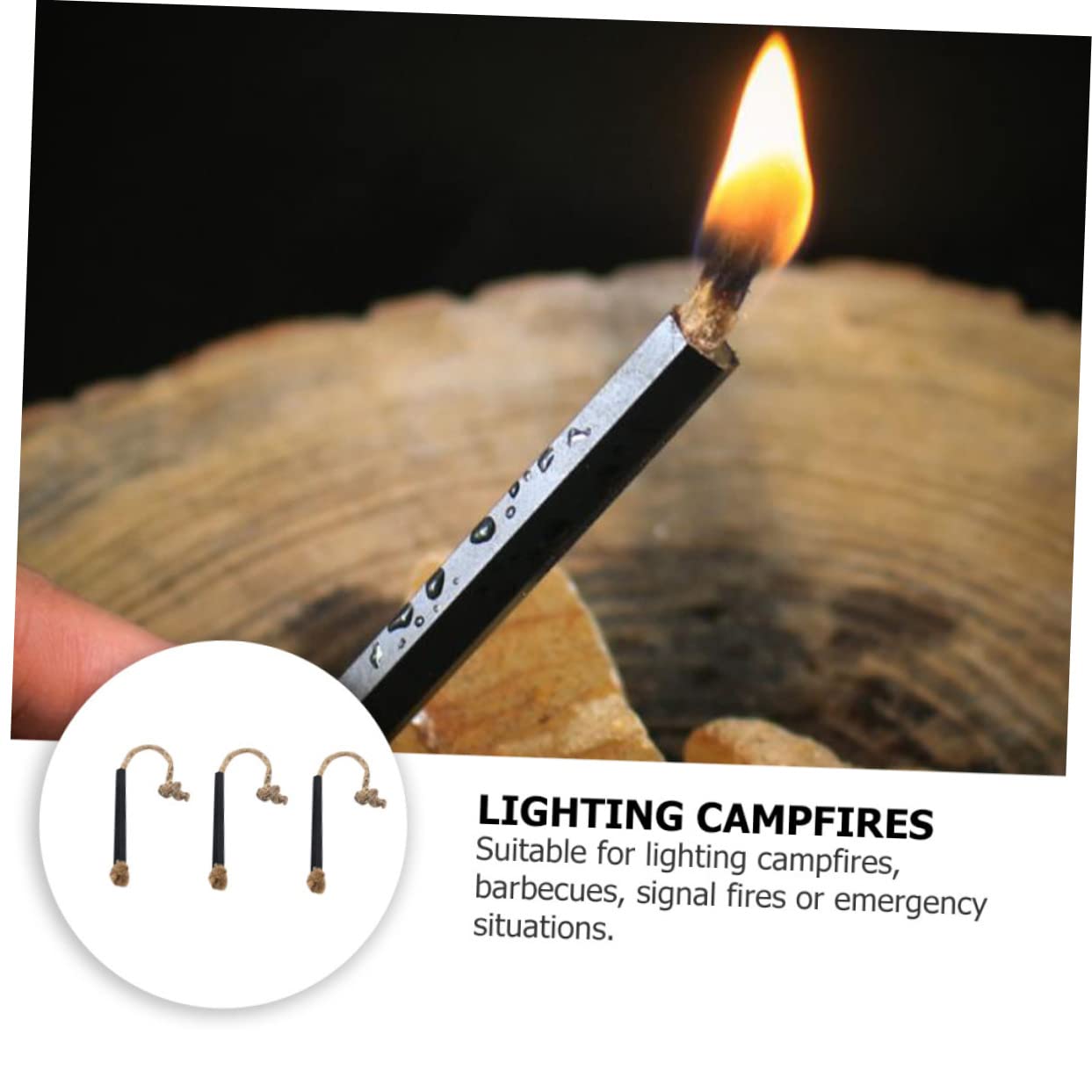 Toyvian 3 Sätze Anzündholz Outdoor-dochtseil Beginnend Feuerstarterseil Im Freien Feuerstartstock Brennbare Hanfschnur Camping-feuerstarter Docht Hanfschnur Hanfseil Schwarz 6 Stück * 3