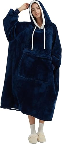 Miniatura 32 de Qeils Manta con Capucha Portátil para Mujeres, Cómoda Sudadera Sherpa como Regalo de Cumpleaños y Navidad, Chaqueta de Gran Tamaño con Capucha