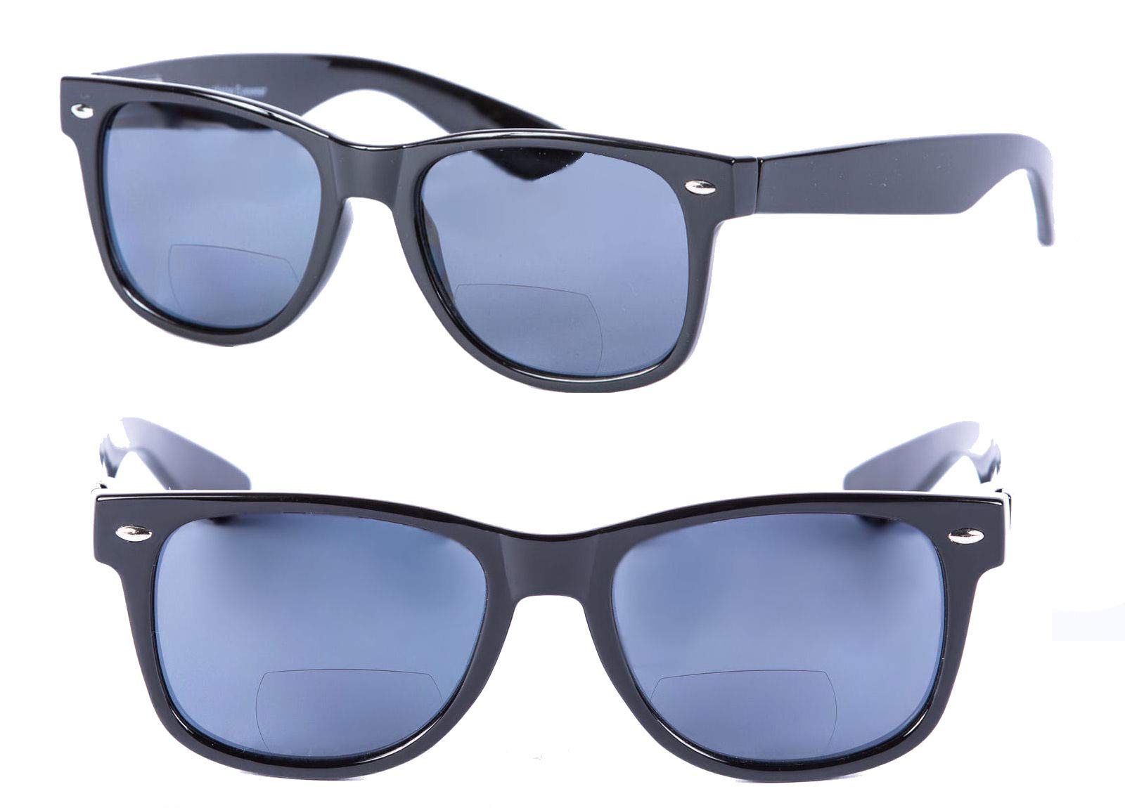 2 Pair of "Lovin Rays" Polarized Nearly Invisible Line Bifocal Sunglasses (Black/Black, 1.0)