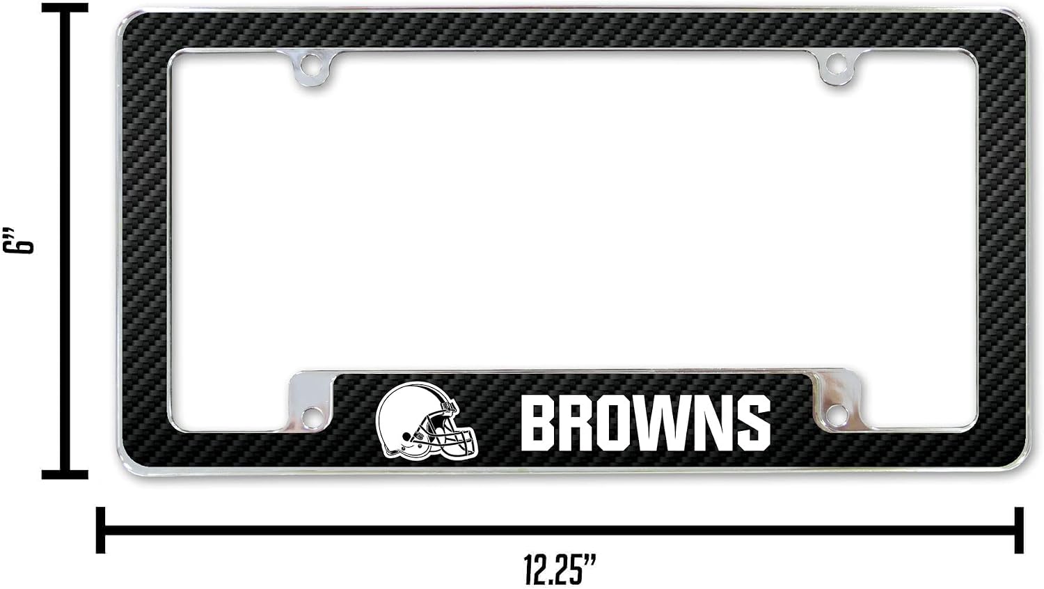Rico Industries NFL Cleveland Browns Black All Over Chrome Frame 12" x 6" Car/Truck Auto Accessory