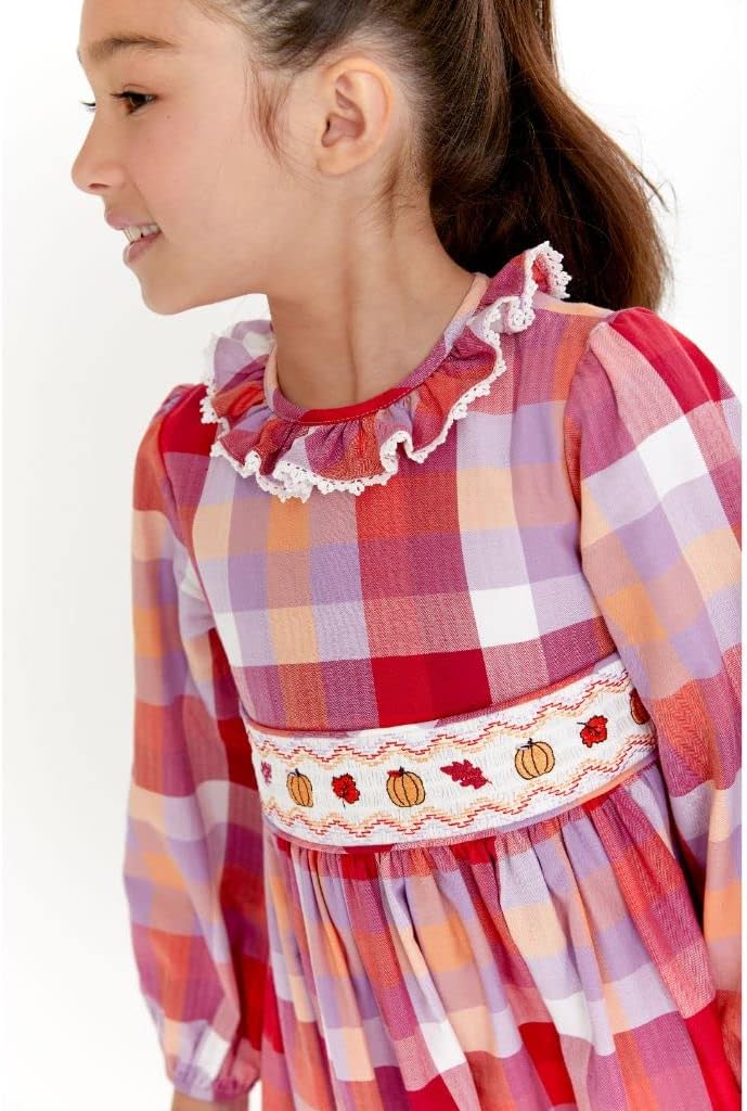Bonnie Jean Thanksgiving Dress - Pumpkin Smocked Dress for Baby Toddler and Little Girls